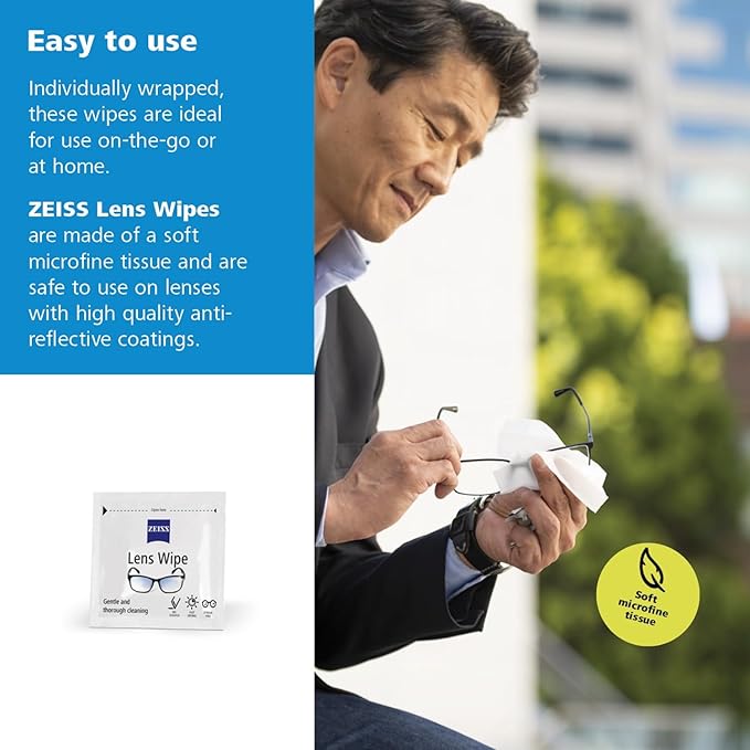 ZEISS Pre-Moistened Alcohol Wipes, Glasses Cleaner, 400 Count