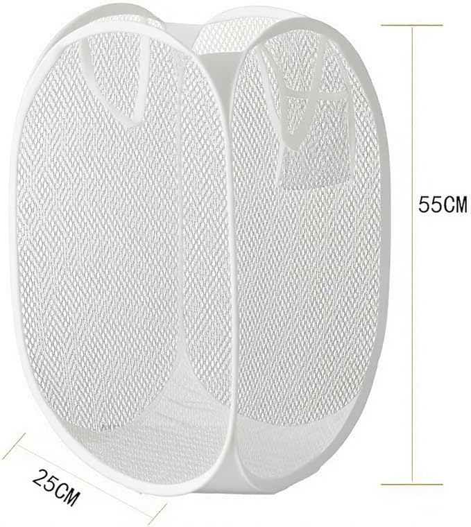 Mesh Laundry Hamper, Foldable Pop-Up Design, White (white, Large)