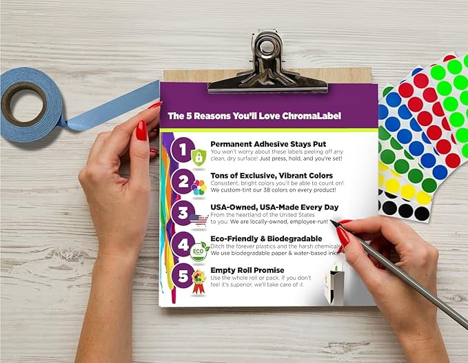 ChromaLabel 1 x 3 Inch Rectangular Color Coding Labels, Permanent Colored Labels Stickers Ideal for Home, School, and Office Organizing - 250 Count of Labeling Tabs with Dispenser Box, Red Stickers