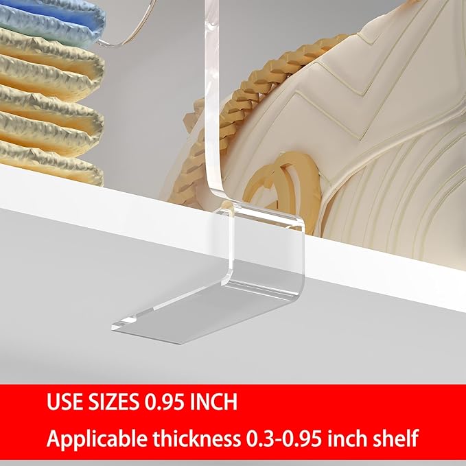 4 PCS Clear Shelf Dividers, Closet Vertical Purse Organizer for Closet, for Handbags, Clutches, Clothes, Towels, Shelf Dividers for Closet Organization Wooden Shelves for Bedrooms, Kitchens and Office