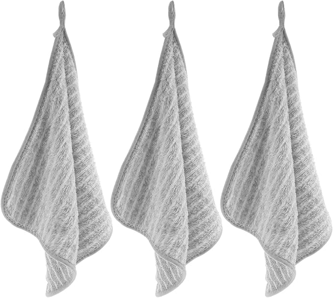TEHAUX 10pcs Gray Large 30cm Absorbent Kitchen Dish Towels Microfiber Cleaning Cloths Lint-Free Dish Rags for Household Dishwashing and Counter Cleaning