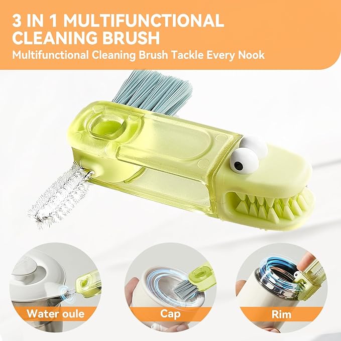 3 in 1 Cup Lid Gap Cleaning Brush Set, Multifunctional Bottle Cleaning Brush, Silicone Cup Lid Gap Cleaner, Home Kitchen Crevice Cleaning Tools (Multicolored)