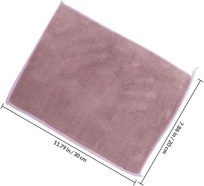 Alipis 2pcs Water Absorbent Kitchen Cleaning Cloths, Double-Layer Microfiber Dish Towels Hanging Loop, 20x30cm Purple for Home Dishwashing and Surface Wiping