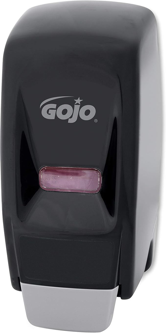 GOJO 800 Series Bag-in-Box Push-Style Lotion Soap Dispenser, Black, for 800 mL Lotion Soap Refills (Pack of 1) - 9033-12