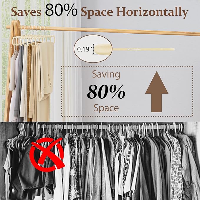Velvet Felt Pants Hangers 30 Pack – Heavy Duty Space Saving Clothes Hangers with 360° Swivel Hook, Non-Slip Thin Design for Suits, Shirts, Coats, Dresses – Includes 30 Hooks (Ivory)