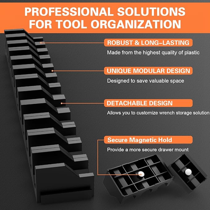 Magnetic Screwdriver & Plier Organizer - Expandable Multiple Spacing Modular Tool Box Organizers, Tool Drawer Organizer, Tool Storage, Plier Rack - 12 Holders