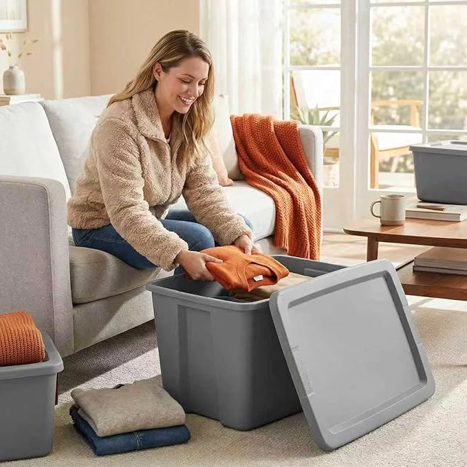 （2-Pack） 120QT Large Plastic Storage Box with a Detachable Lid, Suitable for use in Homes, Offices, Garages. The Storage Boxes can be Stacked for Organizing and Dust-Proof Storage.