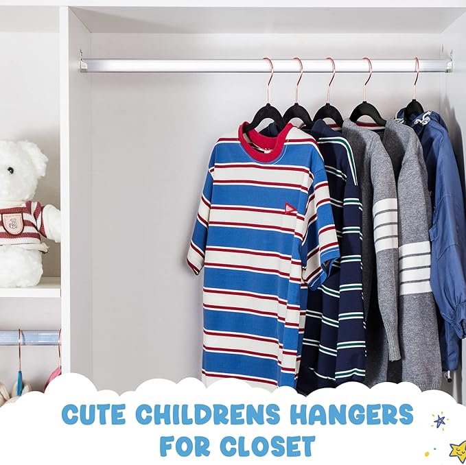 House Day Velvet Kids Hangers 60 Pack, Premium Children Hangers for Closet, Ultra Thin Cute Non Slip Kid Felt Clothes Hanger 14 Inch, Small Hanger for Toddler Clothes, Black