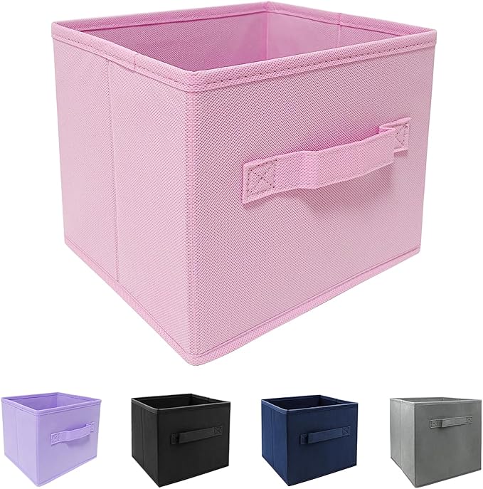 Collapsible fabric Storage bins,cube storage organizer 10.5 * 10.5 * 11 inch,For home and office Collapsible Closet Shelf Organizers, Drawer Organizers(Pink)
