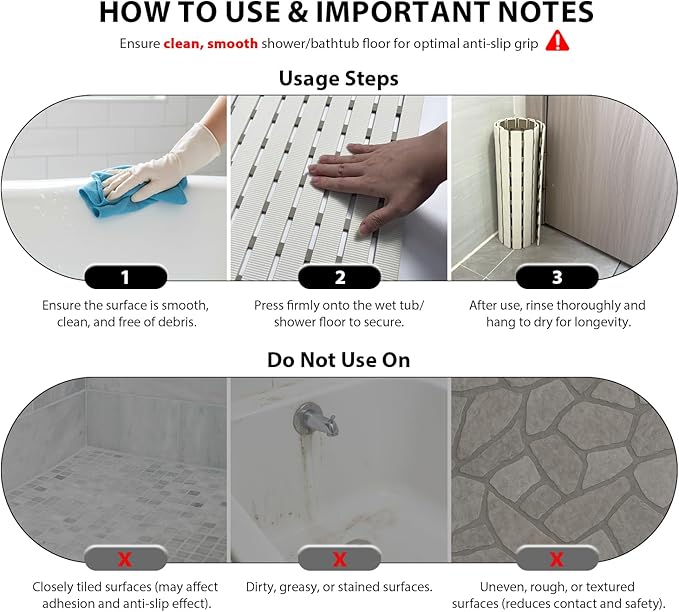MBOSS Bath Tub Shower Mat Non Slip Bathtub Mats for Bathroom Shower Floor Mat Bath Mats for Shower Tub Anti Slip Shower Mat with Drain Hole and Large Suction Cups(Deep Blue, 27.5 X 15.7 Inch)