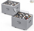 HOUSE AGAIN 2 Pack Shoe Organizer for Closet with Wheels, Shoe Storage Bin,Large Shoe Storage Organizer with Adjustable Dividers and Clear Cover, Space-Saving & Fits up to 16-32 Pairs of Shoes