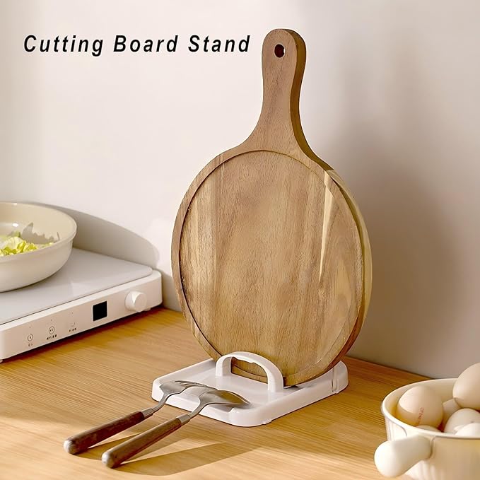 Foldable Pot Lid Holder & Spoon Rest - ABS with Stainless Steel, Non-Slip Silicone Base, Holds Lids & Utensils, Dishwasher Safe, Space-Saving Kitchen Organizer for Countertop