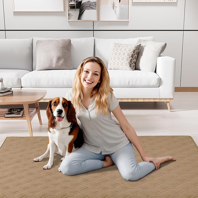 Smiry Reversible Waterproof Couch Covers for Sofa, Washable Dogs Pet Couch Covers for 3 Cushion Sofa Pet Friendly, Water Resistant Furniture Protector Slipcover, Geometric (30"x53", Camel/Beige)