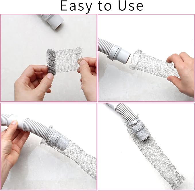 24 PCS Lint Traps LVYOUIF Stainless Steel Washing Machine Lint Snare Traps, Washer Hose Lint Traps with 24 PCS Cable Ties, Laundry Mesh Washer Sink Drain Hose Screen Filter