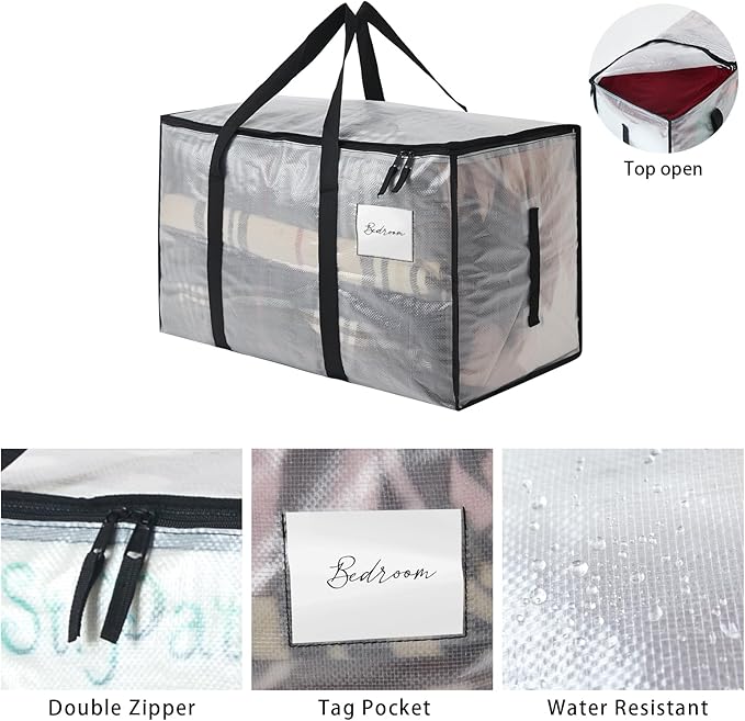 2 Pack Heavy Duty 93L (24.5 Gallon) Stackable Plastic Storage Bins with Lids, Clear Totes – For Home Organization and Storage, Sturdy and Reusable Alternative to Moving Bags
