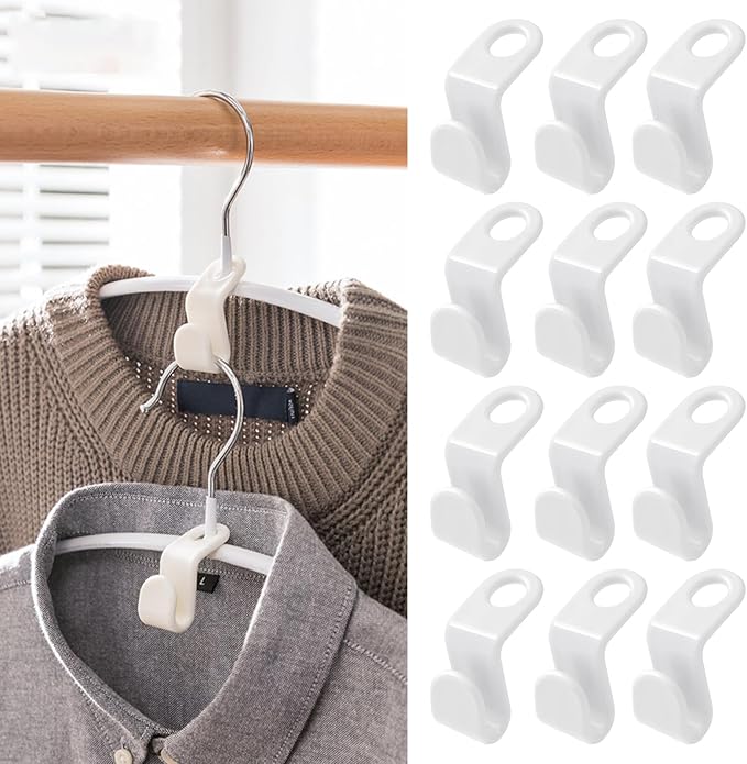 100PCS Hanger Connector Hooks - Space Saving Hangers Clothes, Hanger Hooks College Dorm Room Essentials, Heavy Duty Hangers Connection, Closet Organizers and Storage (White)
