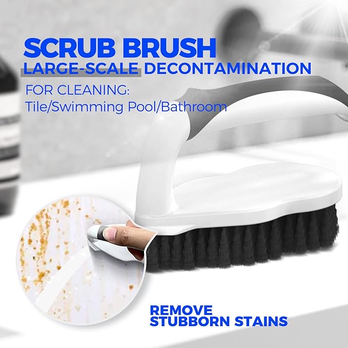 Holikme Deep Cleaning Brush Set, Scrub Pads with Scraper Tip for Pool Walls, Bathroom, Grout, Floor, Tub, Shower and Kitchen Surface, Abrasive Wheel Brushes (Black)