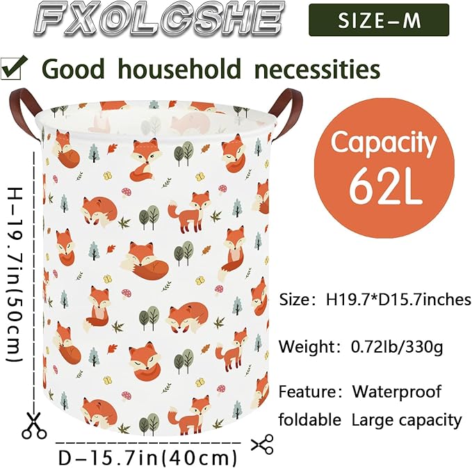 Fox hamper,Waterproof foldable kids laundry basket,Toy basket,Clothes Organizer Baskets,baby Laundry Hamper,Room Decor(Fox)