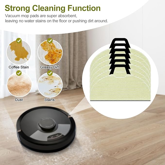 6 Pack Vacmop Replacement Pads Compatible with Shark RV2610WA AV2610WA AV2620WA AV2630WA RV2410WD Matrix Plus AI Ultra 2-in-1 Robot Vacuum,Reusable Mop Vac Pads Refills,Washable Microfiber Soft Pads