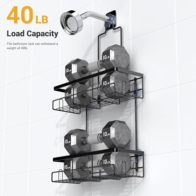 Shower Caddy Hanging Bathroom Organizer: Rustproof Shelf for Inside Shower - No Drilling Racks Over Showerhead - Bath Shelves for Shampoo Soap