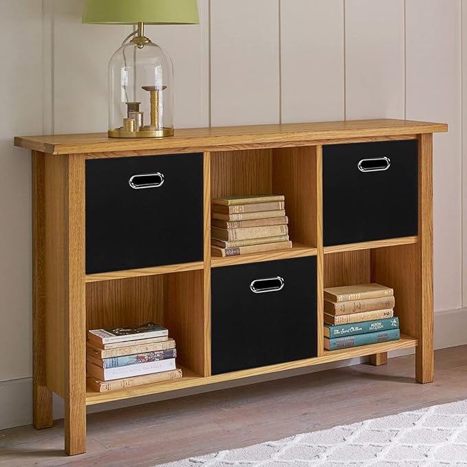 Black Foldable Storage Cubes Bins , Fabric Storage Box Cubes Organizer Baskets with Dual Handles for Home Organizer (Black)