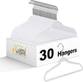 Quality 13.78-Inch Slim Plastic Hangers – 30 Pack – Cream White – Non-Velvet, Non-Flocked, Thin Space-Saving Design with Swivel Hook – for Kids & Petite Women