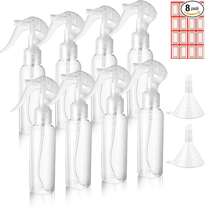 8Pcs Small Spray Bottles, No Leak And Clog Mister Spray Bottle, 3.5oz/100ml Empty Refillable Containers Reusable Liquid Container for Essential Oils Water Squirt