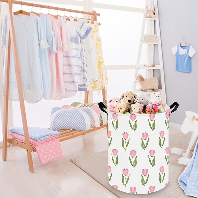 Tulip hamper,Girls Nursery Hamper,Waterproof foldable baby laundry basket,kids laundry Basket,Kids Toy Storage Organizer,Baby girl room decor,Gift Basket (Tulip)