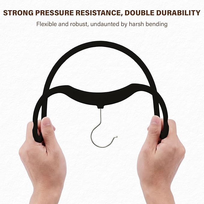 Premium Velvet Hangers 50 Pack, Non-Slip Flocked Felt Hangers, Sturdy Clothes Hangers with 360° Rotatable Hook, Heavy Duty Coat Hanger, Durable Slim Hanger for Closet Space Saving.