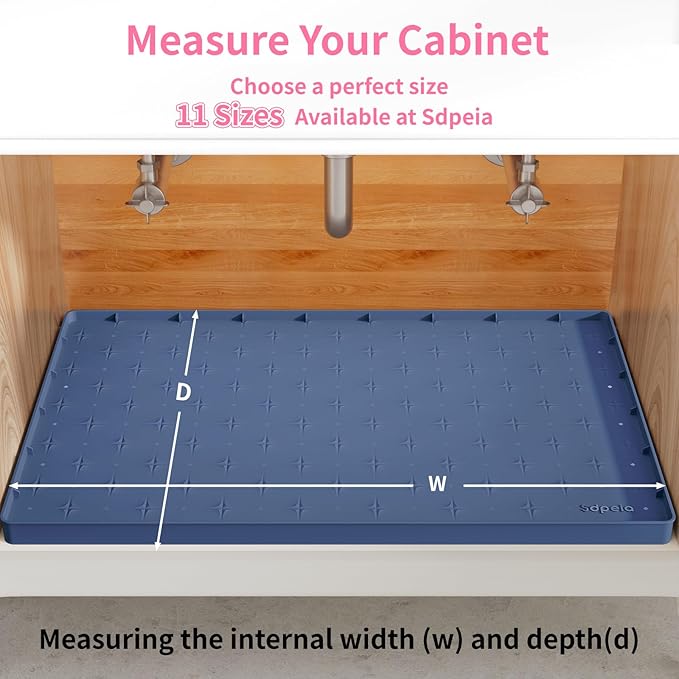Sdpeia Under Sink Mat 22"×19" Waterproof Silicone Cabinet Liner & Sink Protector for Kitchen & Bathroom, Multi-Purpose Organizers Tray for Pets, Laundry, Cat Litter Mat