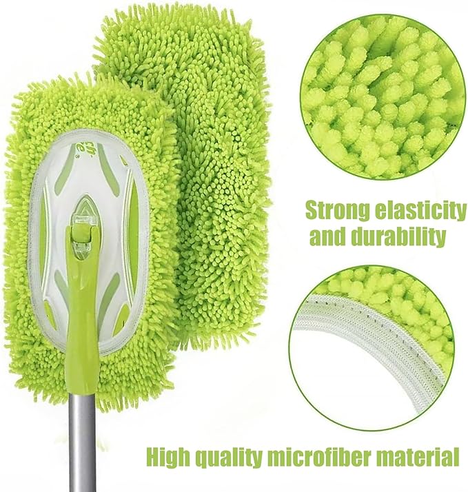 4 Pack Reusable Mop Pads Refill Compatible with Swiffer Sweeper Mop, Microfiber Wet Mopping Cloths for Floor Cleaning, Ideal for Home Cleaning Washable Floor (Green-4 Pack)