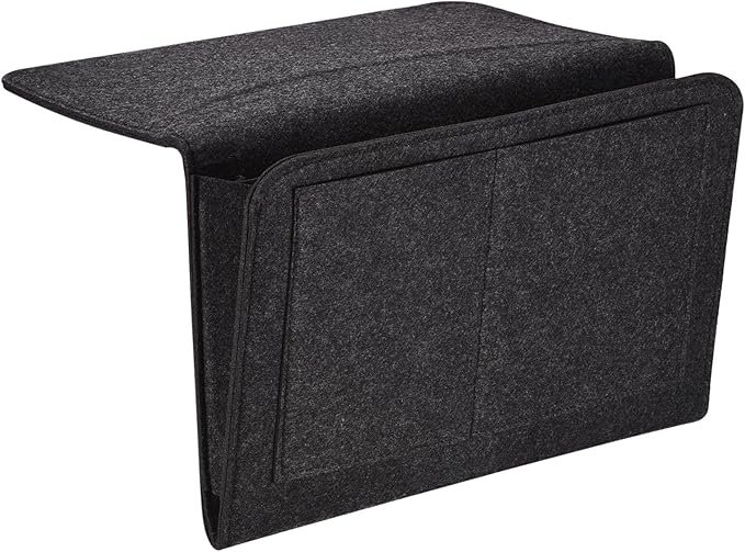 PATIKIL 13in Bedside Caddy, Bed Caddy Bedside Organizer Hanging 5 Pocket Soft Felt Bed Pockets Bedside Storage Organizer Remote Control Holder for Bedroom Phones Glasses, Grey