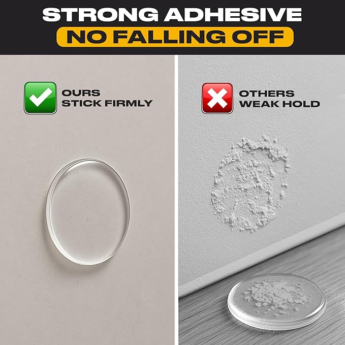 Strongest Door Stoppers for Wall 2" (4 Pack) - Self Adhesive & Discreet Home Door Knob Wall Protector - Quiet Door Bumper with Secure Adhesive -Rubber Door Stops -Shock Absorbent Door Handle Stopper