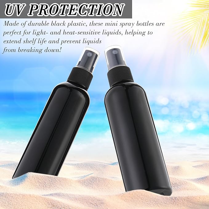 Kigley 100 Pcs Small Spray Bottle Bulk 4 oz Plastic Empty Mist Spray Bottles for Essential Oils Fine Mist Sprayer Reusable Refillable Portable Travel Containers for Perfume Cleaning Samples(Black)