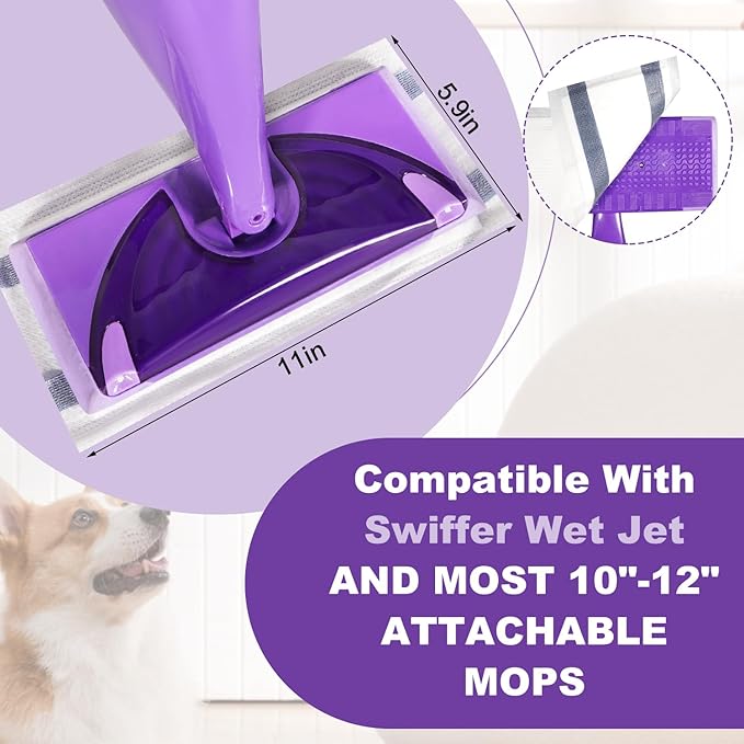Mop Pads Refill Compatible with Swiffer Wet Jet Spray Mops, Disposable Wet Jet Mopping Pads for Multi-Surface Floor Cleaning, Multi-Layer Thickening and Super Absorbent, 20 Count