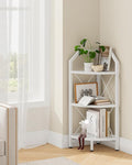 3-Tier Corner Shelf, Industrial Corner Bookshelf, 35.4" Storage Stand, Plant Stand Display Shelf, Bookcase for Bedroom, Living Room, Home Office, White TCJ03WB