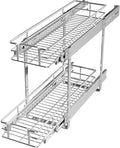 LOVMOR 2 Tier Individual Pull Out Cabinet Organizer 7½" W x 21½" D, Slide Out Kitchen Cabinet Storage Sliding Shelves
