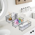 TIEYIPIN Farmhouse Decor Small Metal Wire Storage Organizer Basket Bins, Stainless Steel Organizing Basket Caddy Bin for Kitchen Cabinets, Bathroom, Pantry, Garage - Black (Set of 3)