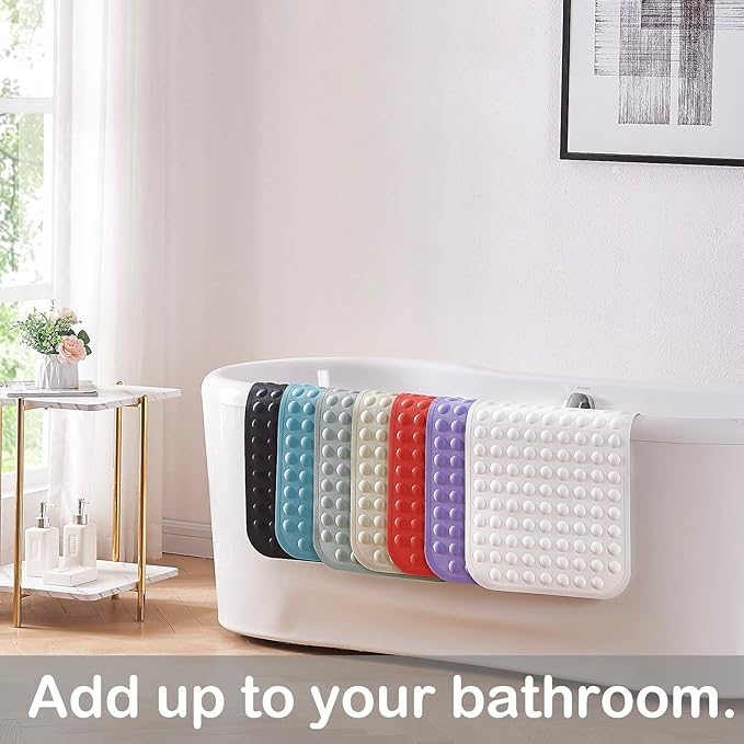 Yanzifly Bathtub Mat Non Slip Bath Mat for Tub Silicone Soft Bath Tub Mat Non Slip Shower Mats, Suction Cups Bath Tub Anti Slip Matt for Family Use, Machine Washable- Blue