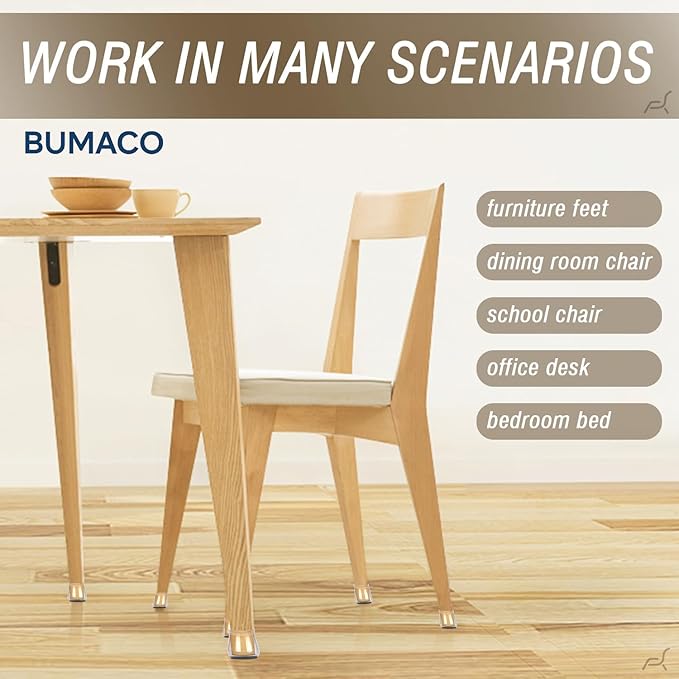 BUMACO Chair Leg Floor Protectors Square Chair Leg Protectors for Hardwood Floors Silicone Pads Covers to Protect Floors Clear-20 Pcs Square L (1-1/16" to 1-5/8")
