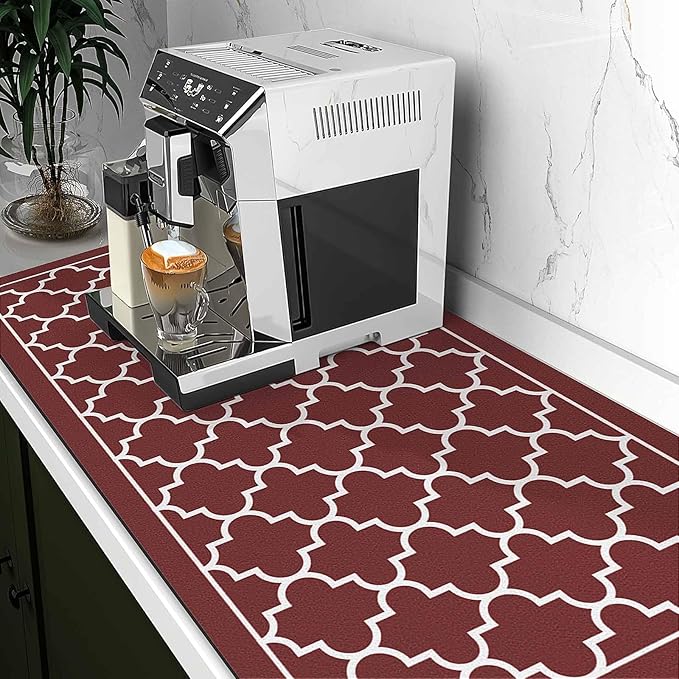WISELIFE Dish Drying Mat Super Absorbent Drying Mat Large Dish Drying Mats for Kitchen Counter Easy Clean Dish Mat Kitchen Drying Mat18"x 32" Stylish Red