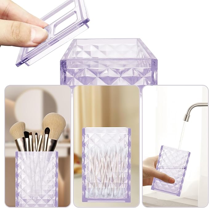 2PCS Lavender Bathroom Accessories. Contain Soap Dispenser and Toothbrush Holder Set. Boho Bathroom Set for Blue Bathroom Décor
