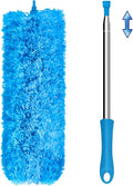 JEHONN Duster with Extension Pole 100 inches for Cleaning High Ceiling Fan, Extendable Long Handle Microfiber Feather Dust Remover, Telescoping Dusting Tool for AC Vent Cobweb House Exterior Interior