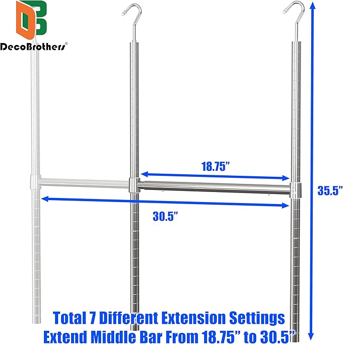 Deco Brothers Adjustable Hanging Closet Rod, Chrome