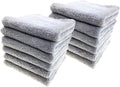 Ultra Soft Edgeless Microfiber Cleaning Towel Pack of 12, All-Purpose Multipurpose Plush 12' x 12' Cleaning Towels, Super Absorbent (Gray)