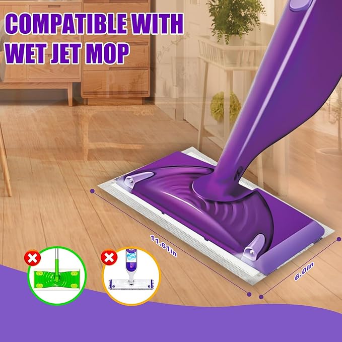 100 Pack Disposable WetJet Pads Refills for Swiffer Wet Jet Mop - Multi-Surface Floor Cleaning Mop Pads, Compatible with Swiffer Wet Pads Refill, 4 Layers Thickened & Durable | Heavy-Duty Absorbent