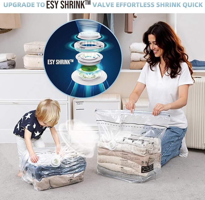 TAILINK Cube Vacuum Storage Bags, 6 Pack Medium Size (25x19x11 inch), Vacuum Seal Bags for Clothing, Compression Packing for Clothes, Blankets, Baby Clothes, No Pump Needed