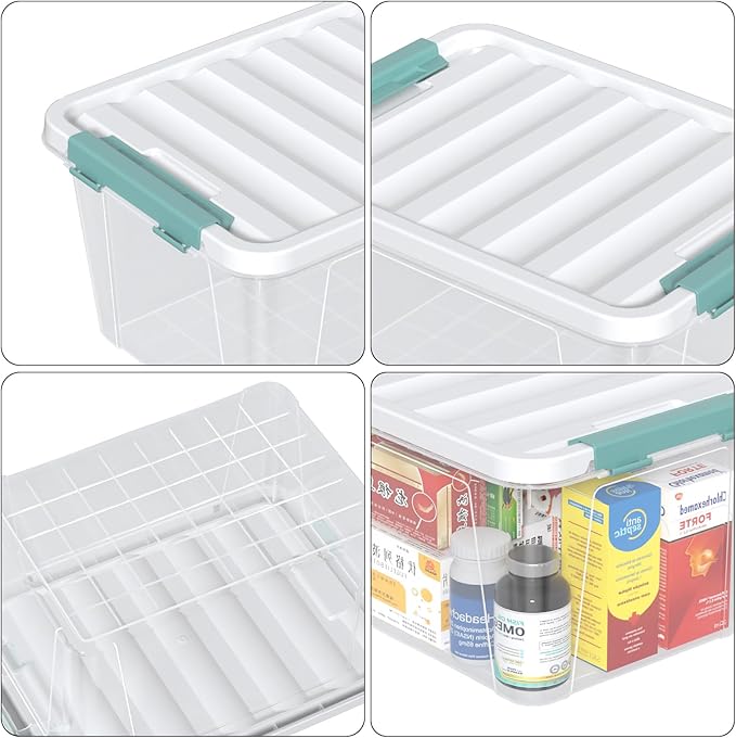 DynkoNA 20 Quart Storage Box Bins with Lids, Clear Plastic Latch Totes for Storage, 6 Packs