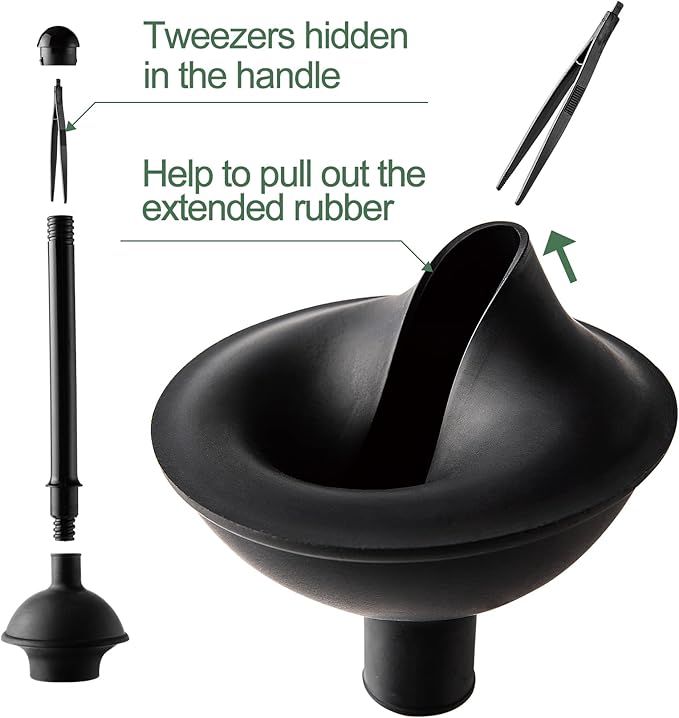 Eyliden Toilet Plunger and Brush, 2 in 1 Toilet Bowl Brush Plunger Set with Holder, Bathroom Cleaning Tools Combo with Caddy Stand (Black)