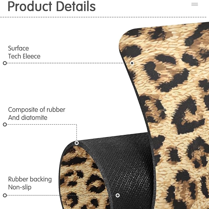 Kitchen Sink Splash Guard 1 PC 30 Inch Sink Faucet Mat Splash Guard for Bathroom Countertop Water Absorbent Foldable Cuttable Soft Washable Classical Leopard Print